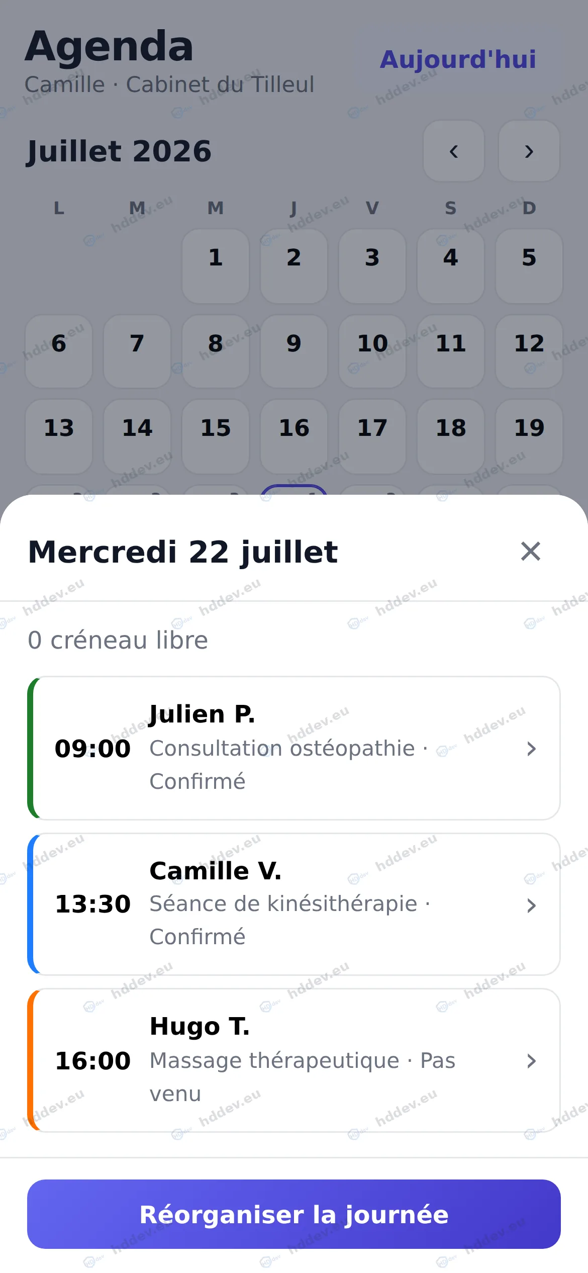 Application mobile â Le dĂ©tail dâune journĂ©e